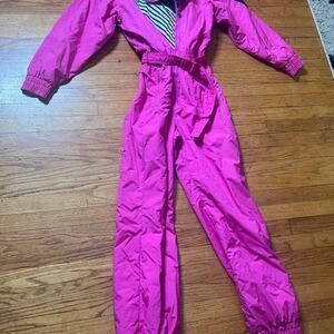White stag vintage 80s Neon Pink womens snowsuit ski jacket pants size large 14
